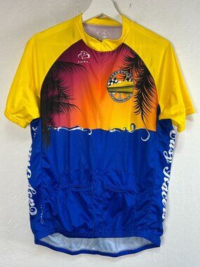 Primal Easy Racers Mens Sport Cut Raglan Cycling Jersey Large Yellow Blue New